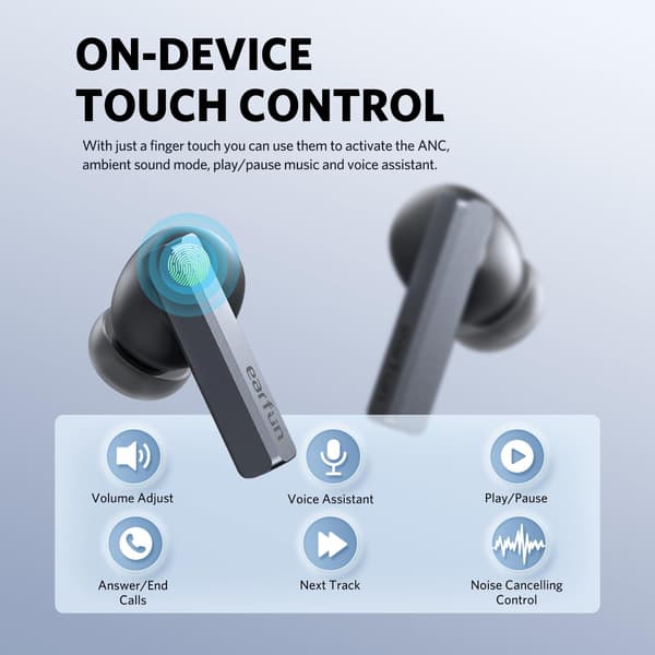 Earfun Air Pro SV trådløse in-ear hovedtelefoner Bluetooth 5.2 Sort