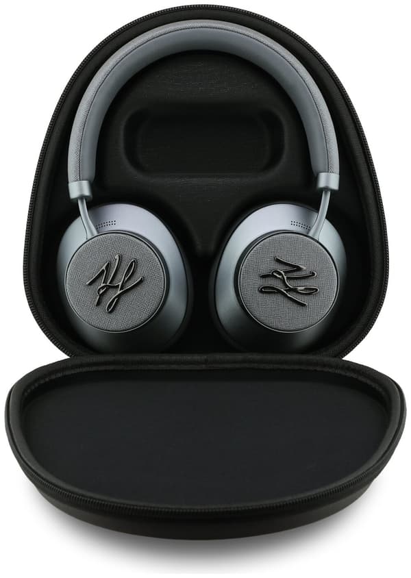 KARL LAGERFELD Grained Initials Bluetooth ANC On-Ear Hovedtelefoner Grå
