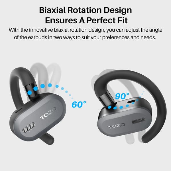 Tozo OpenBuds trådløse in-ear hovedtelefoner Bluetooth 5.3 Sort