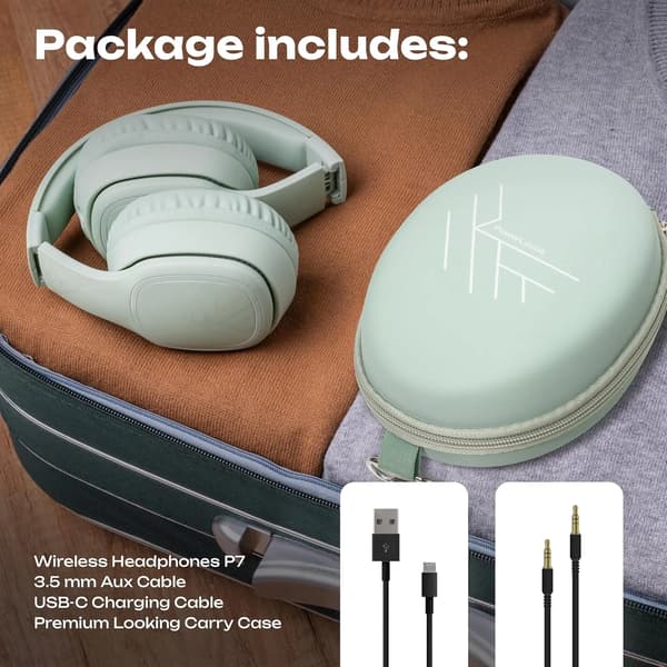 PowerLocus P7 Mint Trådløse On-Ear Bluetooth 5.3 Hovedtelefoner Mint