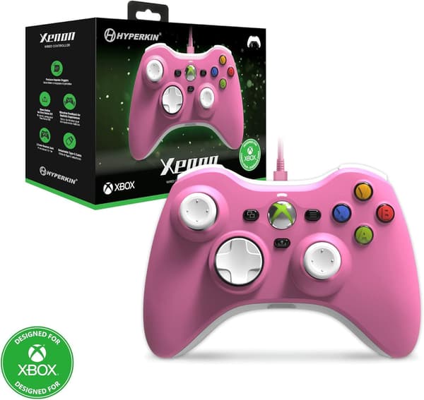 Hyperkin Xenon-kontroll för Xbox, PC - trådbunden - rosa