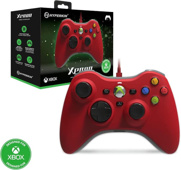 Hyperkin Xenon-kontroll för Xbox, PC - trådbunden - röd