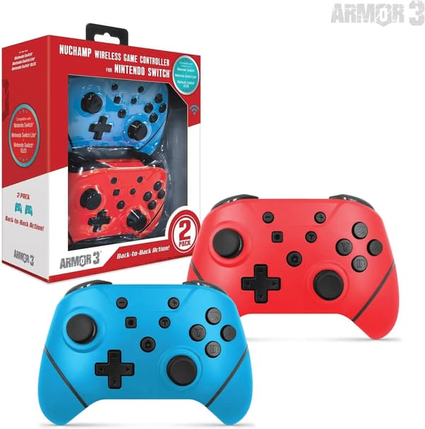Armor3 NuChamp trådløs gamecontroller 2-pak til Nintendo Switch trådløs blå/rød 2 stk.