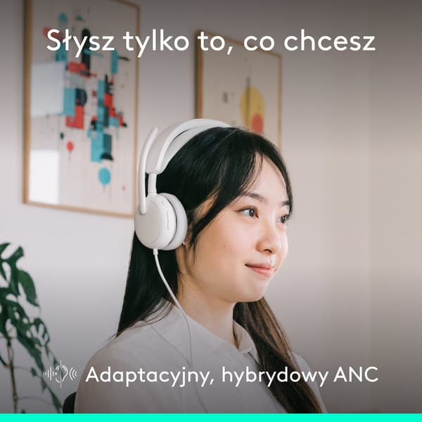 LOGITECH Zone Wired 2 Hovedtelefoner, Kablet, On-ear, ANC Hvid