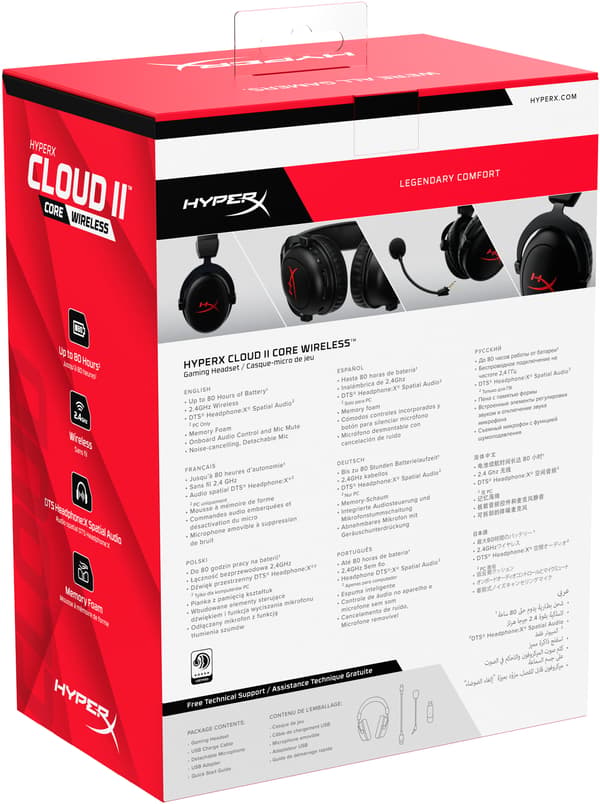 HYPERX Cloud II Core trådlösa hörlurar, Over-ear, Surroundljud