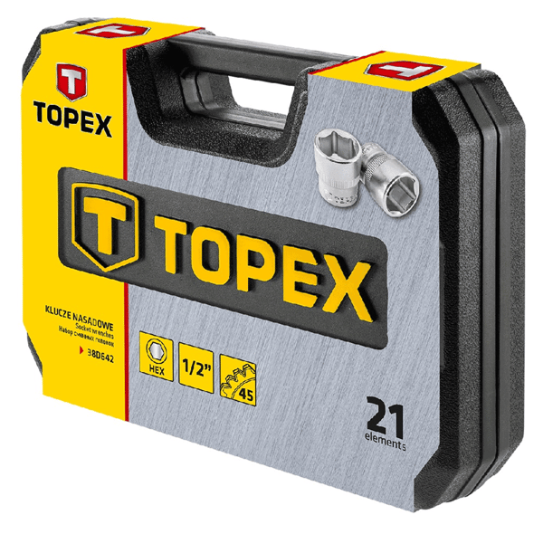 Hylsnyckelsats 1/2\" 21 delar Topex 38D642