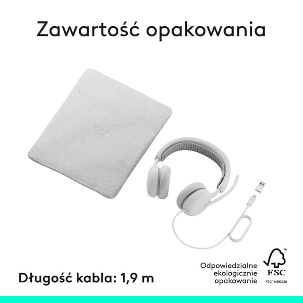 LOGITECH Zone Wired 2 Hovedtelefoner, Kablet, On-ear, ANC Hvid