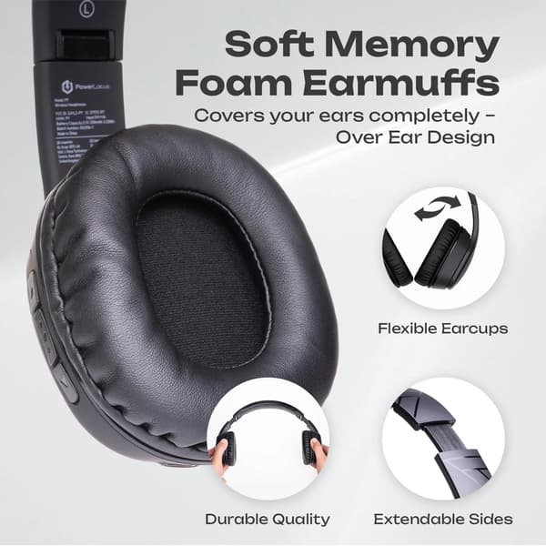 PowerLocus P7 Sorte Trådløse On-Ear Hovedtelefoner Bluetooth 5.3 Sort