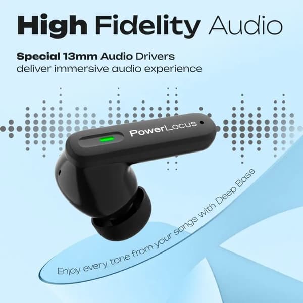 PowerLocus Fit ANC Trådløse In-Ear Hovedtelefoner Bluetooth 5.3 Sort