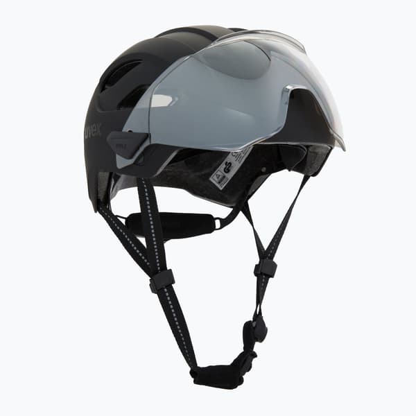UVEX Stride Visor cykelhjelm sort mat/lite mirror silver Størrelse: 53-56 cm