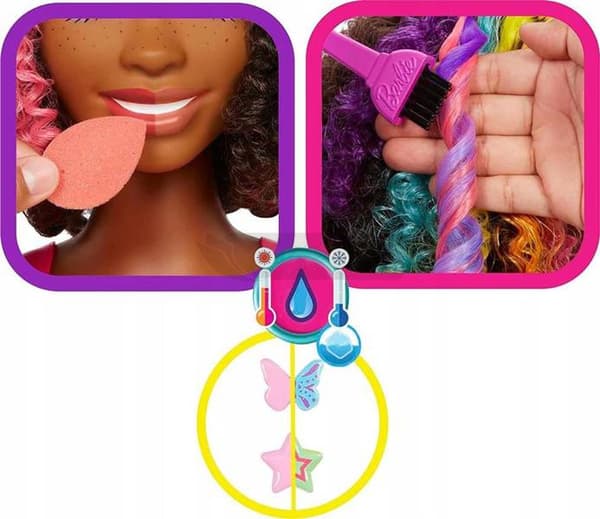 BARBIE DUKKE STYLINGHOVED + tilbehør Afro HMD79