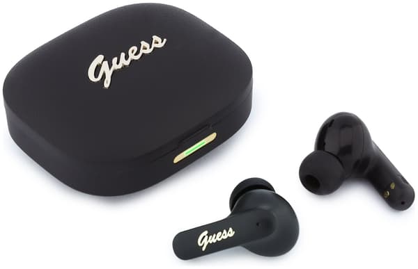 GUESS Script Metal Logo In-Ear Hovedtelefoner Sort med oversætter
