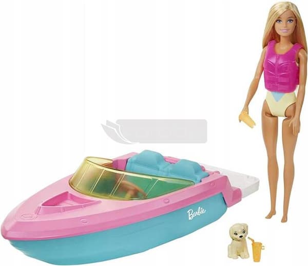 Barbie docka motorbåt och docka GRG30