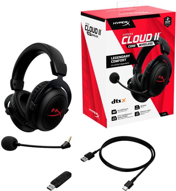 HYPERX Cloud II Core trådlösa hörlurar, Over-ear, Surroundljud