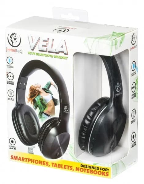 Rebeltec Vela trådløse on-ear Bluetooth 5.0 hovedtelefoner, sort