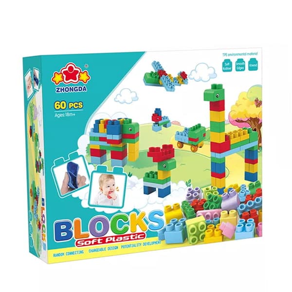 Bløde klodser - bløde byggeklodser 60 elementer