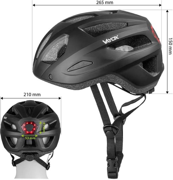 VAYOX Active VA0424BMM mustakypärä MTB valolla (koko M)