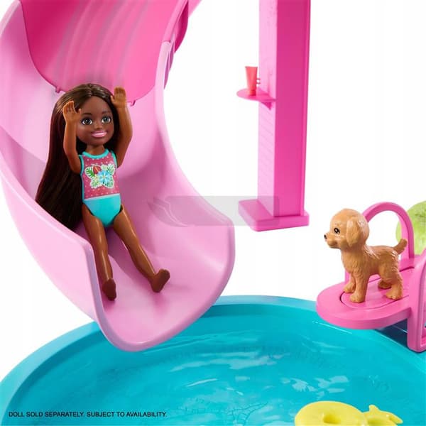 BARBIE DRØMMEPOOL med rutsjebane, jacuzzi + tilbehør