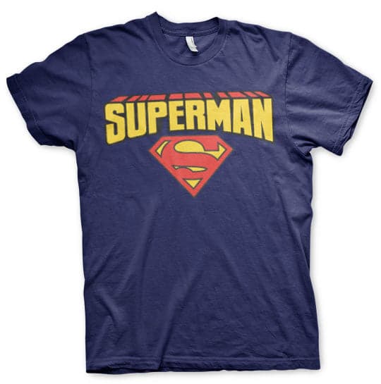 Superman Blockletter Logo T-Shirt Medium / Navy