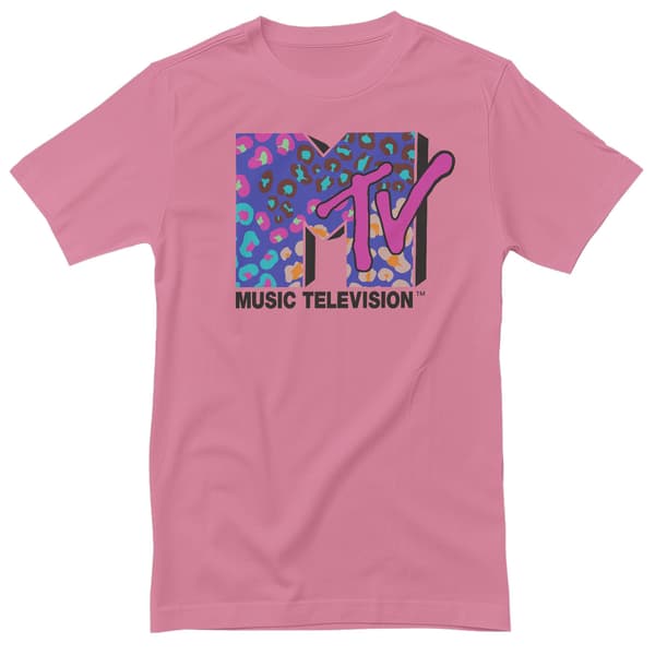 MTV - Colorful Leopard Pattern Logo T-Shirt Medium / Pink