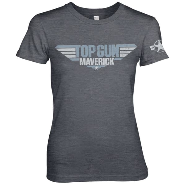 Top Gun Maverick Distressed Logo Girly Tee Medium / DarkHeather