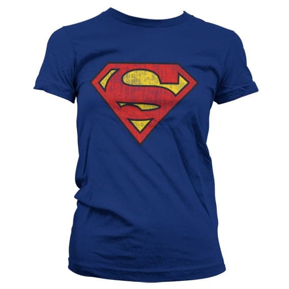 Superman Washed Shield Girly T-Shirt Large / Navy