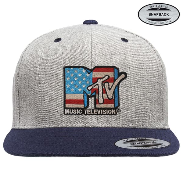 MTV American Flag Premium Snapback Cap Adjustable / HeatherGreyNavy