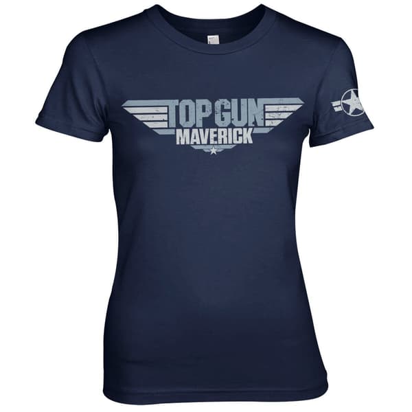 Top Gun Maverick Distressed Logo Girly Tee Medium / Navy