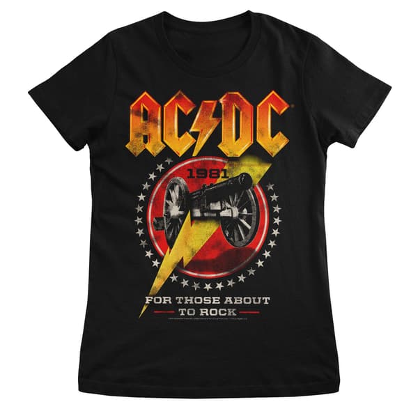 AC/DC - 1981 For Those About To Rock Girly Tee Medium / Black
