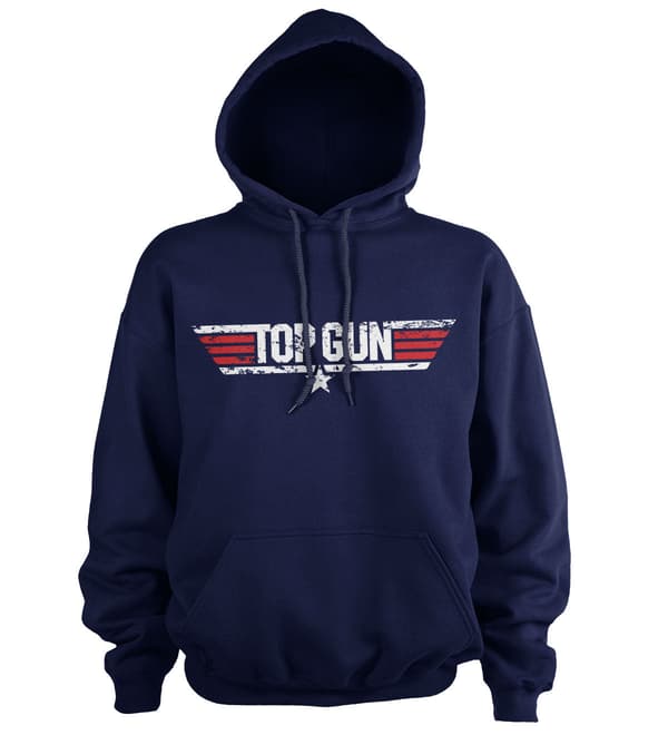Top Gun Distressed Logo Hoodie Medium / Navy