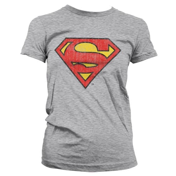 Superman Washed Shield Girly T-Shirt Medium / HeatherGrey