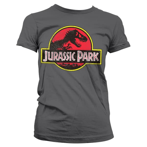Jurassic Park Distressed Logo Girly Tee Small / DarkGrey