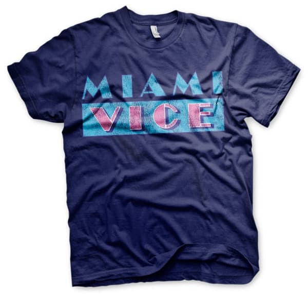 Miami Vice Distressed Logo T-Shirt Medium / Navy