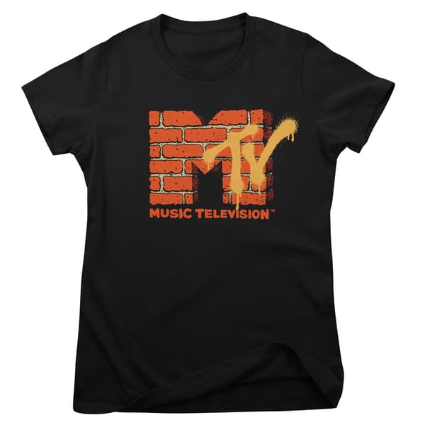 MTV Bricks Logo Girly Tee Large / Black