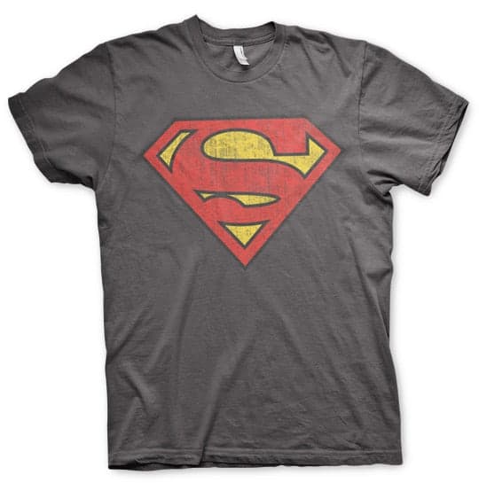 Superman Washed Shield T-Shirt Large / DarkGrey