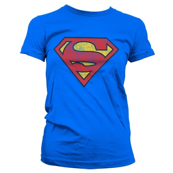 Superman Washed Shield Girly T-Shirt Medium / Blue