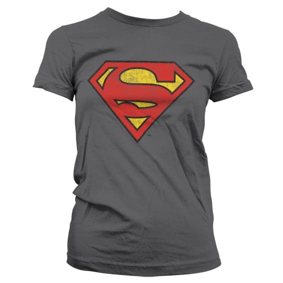 Superman Washed Shield Girly T-Shirt Medium / DarkGrey