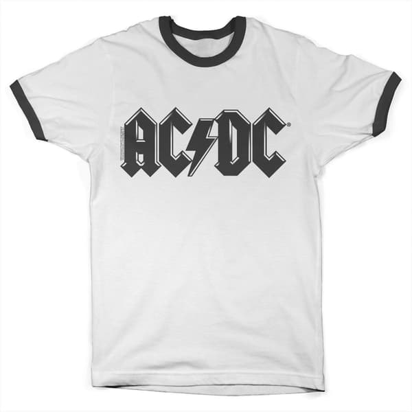 AC/DC Black Logo Retro Ringer Tee XX-Large / WhiteBlack