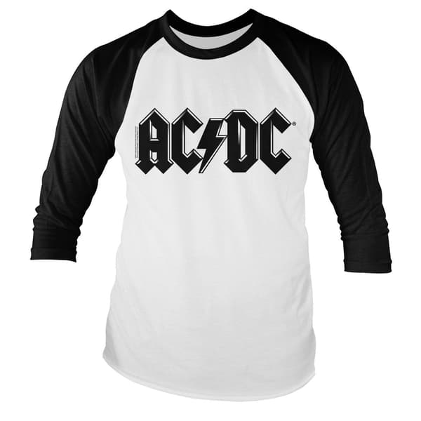 AC/DC Black Logo Retro Baseball Long Sleeve Tee Small / WhiteBlack