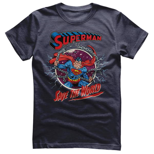 Superman - Save The World T-Shirt Medium / NavyHeather