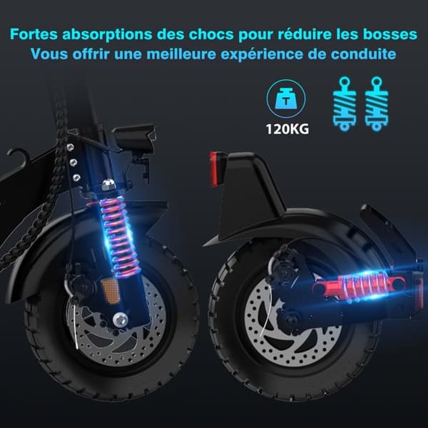 Sammenfoldelig Elektrisk Scooter - HITWAY - 10" Solid Dæk - 500W - APP - 48V 15.6Ah Batteri - Sort&Rød Scooter