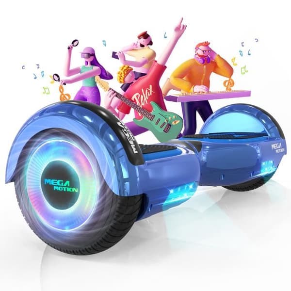 MEGA MOTION Hoverboard 6,5" Blå - Bluetooth Højttaler - med LED Lys til Børn