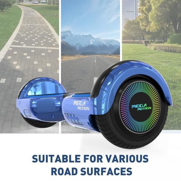 MEGA MOTION Hoverboard Blue and Kart Black Pack, 2 hjul Hoverboard 6,5" LED-lampor med Bluetooth-högtalare