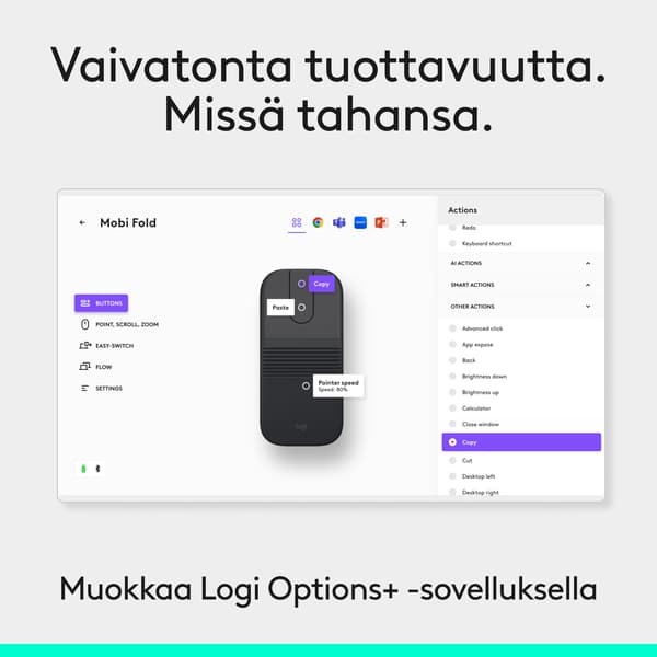 Logitech Mobi Fold trådlös mus, svart
