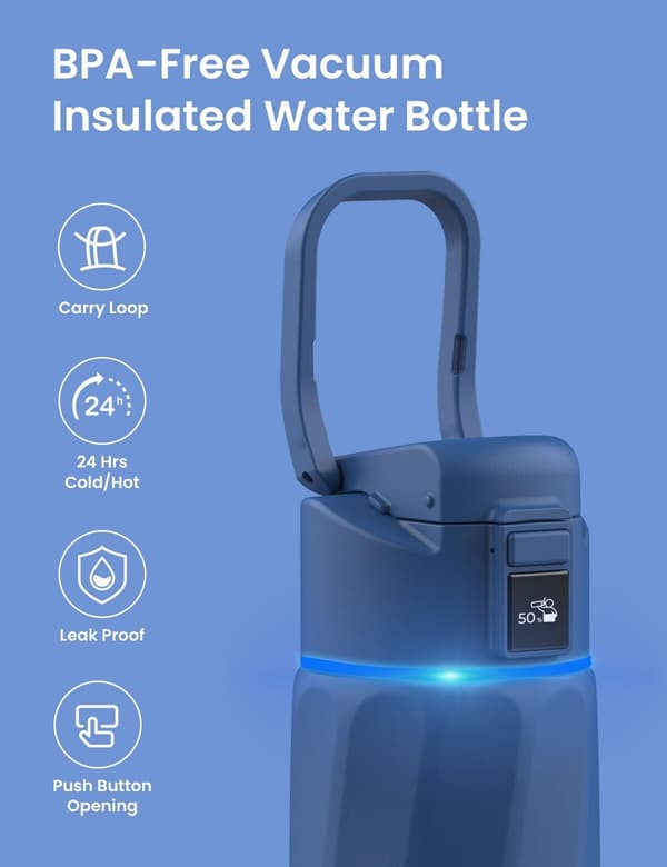 WaterH BOOST Chug Lock smartdryckesflaska, 710 ml, Magnetite Blue