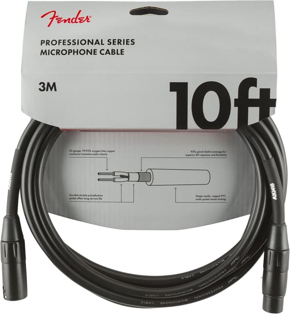Fender Professional mikrofonkabel, 3m, svart
