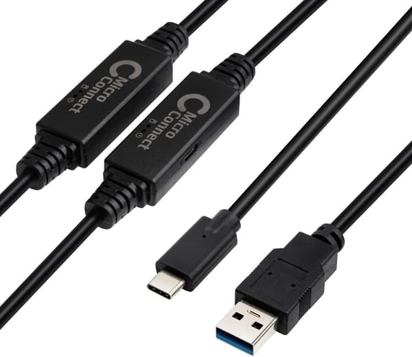 MicroConnect USB-A - USB-C 3.2 kabel, aktiv, 10 m