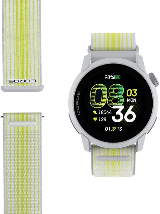 Coros Watch Pace 4 sportklocka, med vitt nylonarmband