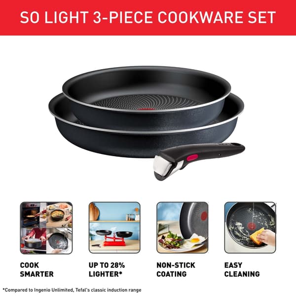Tefal Ingenio So Light stekpanneset, 3-delad, grå
