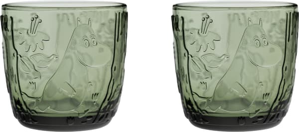 Arabia Mumin dricksglas, 28 cl, grankottegrön, 2 st